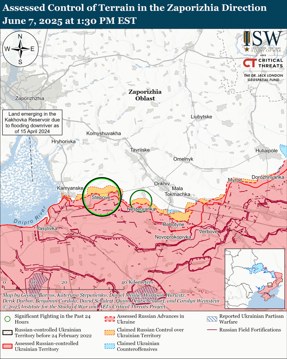 Ситуация в Запорожской области. Карта: understandingwar.org