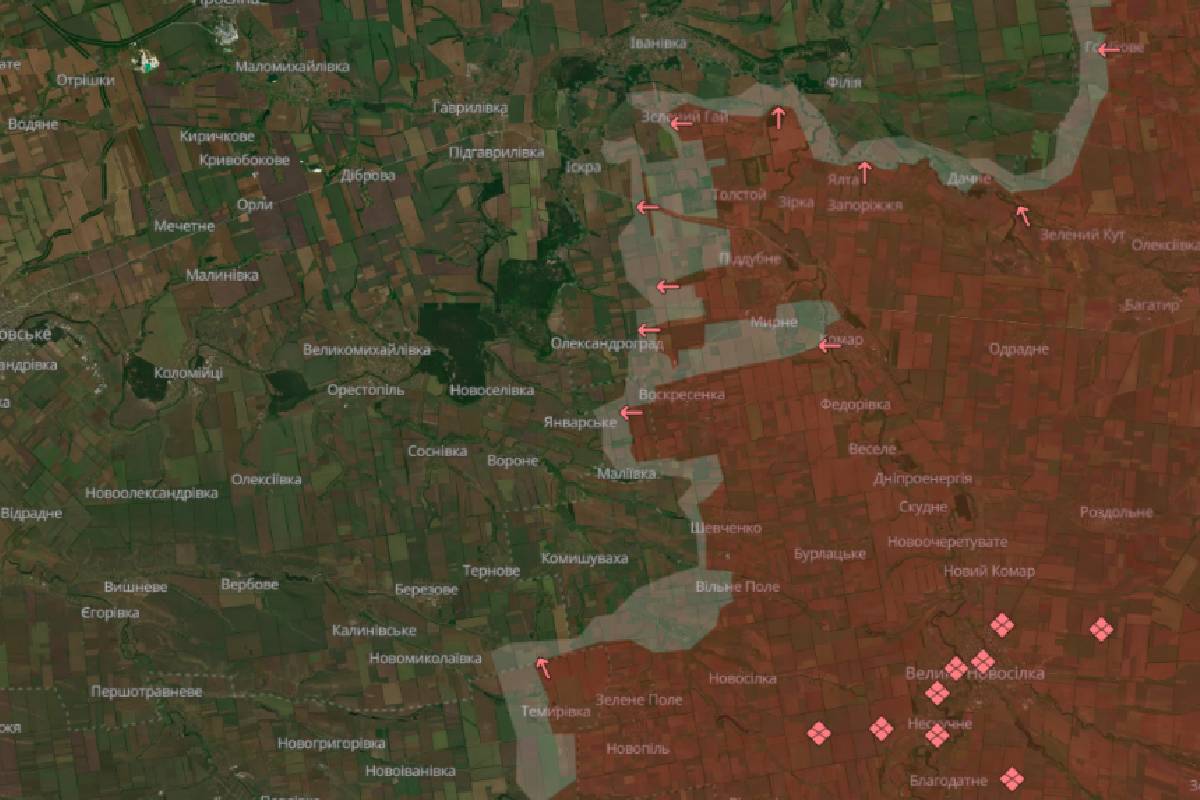 Ситуація на Новопавлівському напрямку. Карта: deepstatemap.live