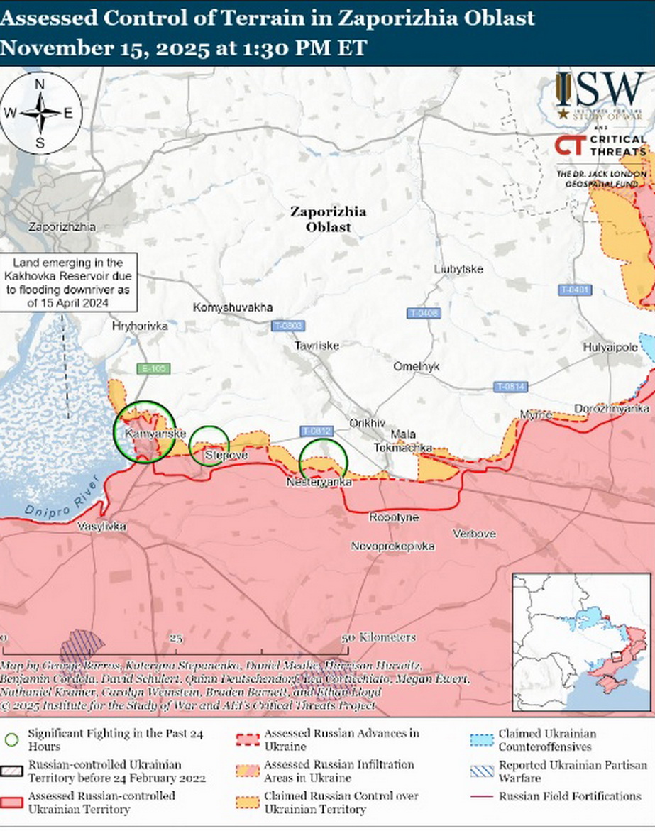 Ситуация на западе Запорожской области. Карта: understandingwar.org