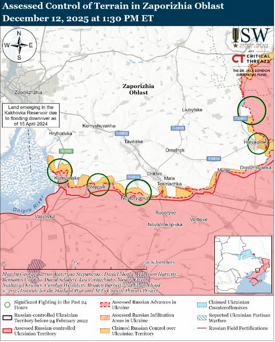 Ситуация на западе Запорожской области. Карта: understandingwar.org