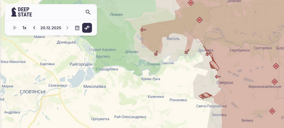 Продвижение на Северском отрезке. Карта: DeepState