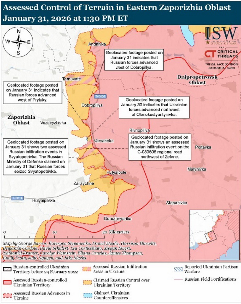 Ситуация на Ореховском направлении. Карта: understandingwar.org