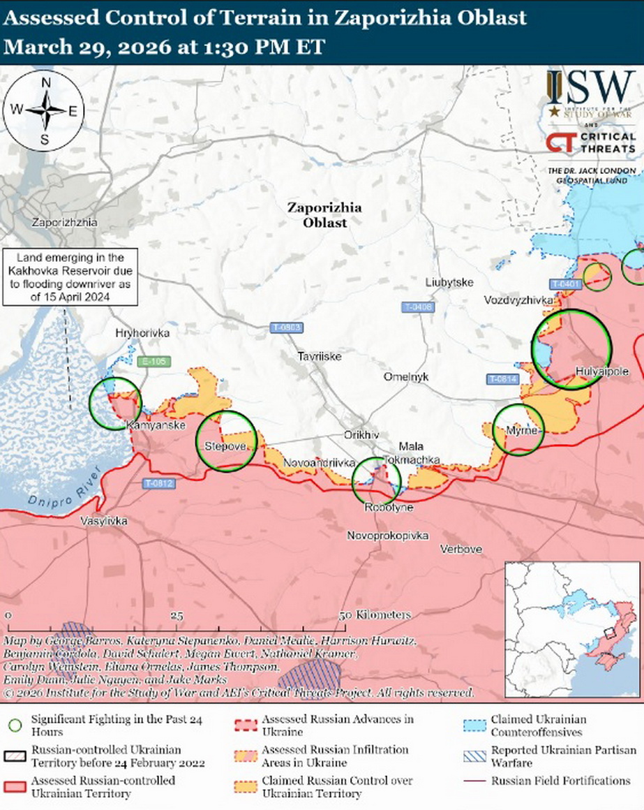 Ситуация в Запорожской области. Карта: understandingwar.org