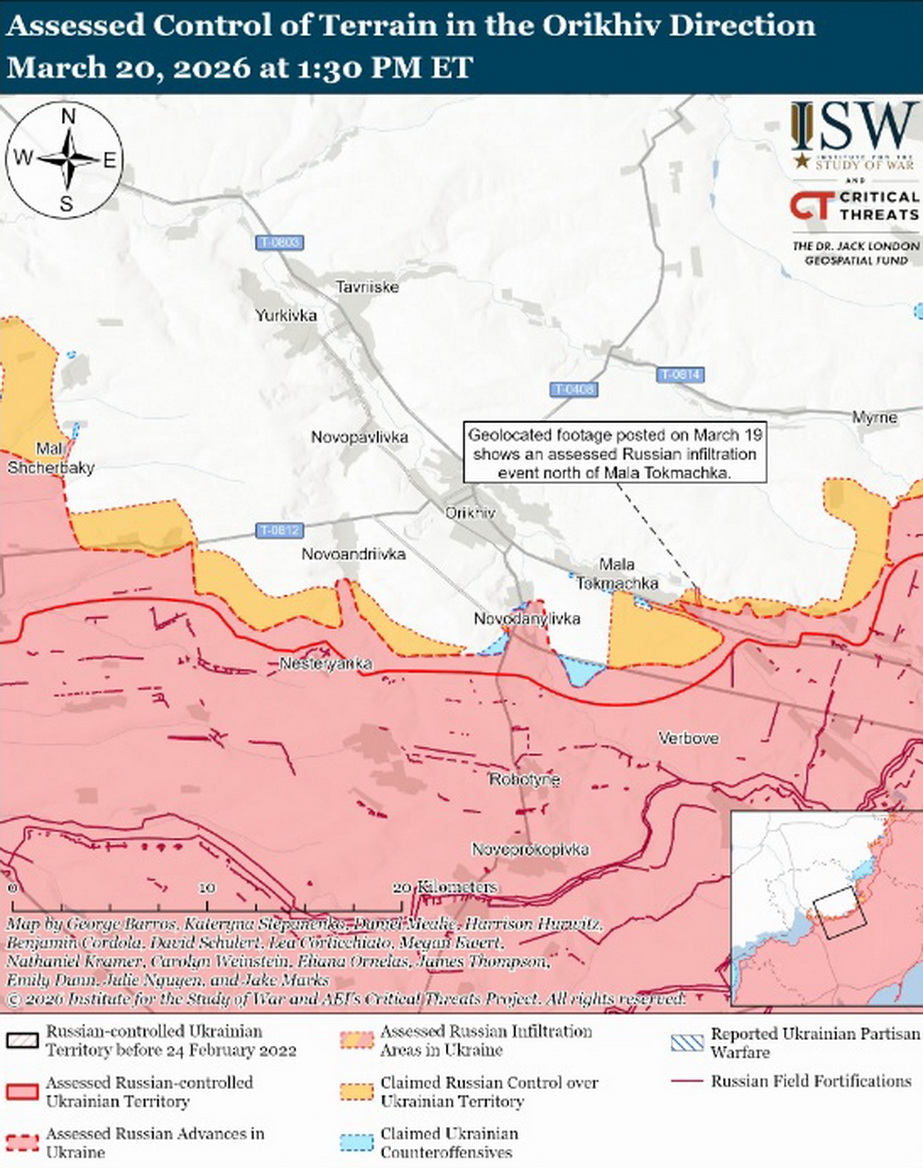 Ситуация на Ореховском направлении. Карта: understandingwar.org