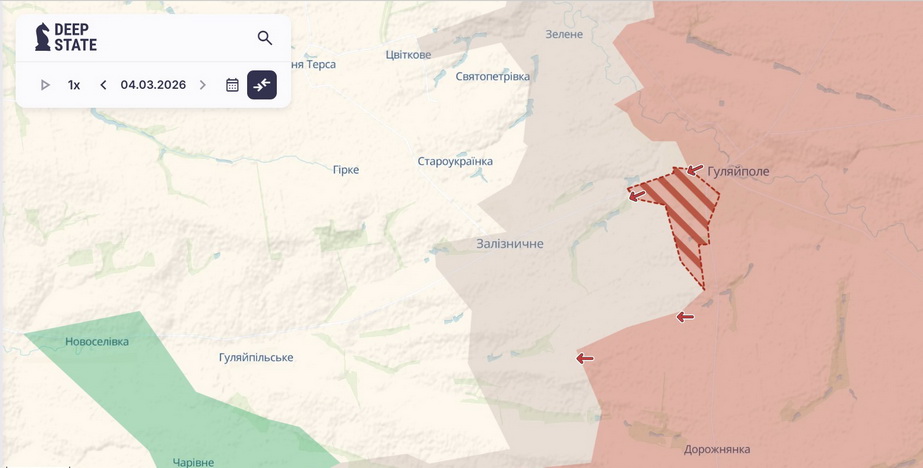 Продвижение врага в Гуляйполе. Карта: deepstatemap.live