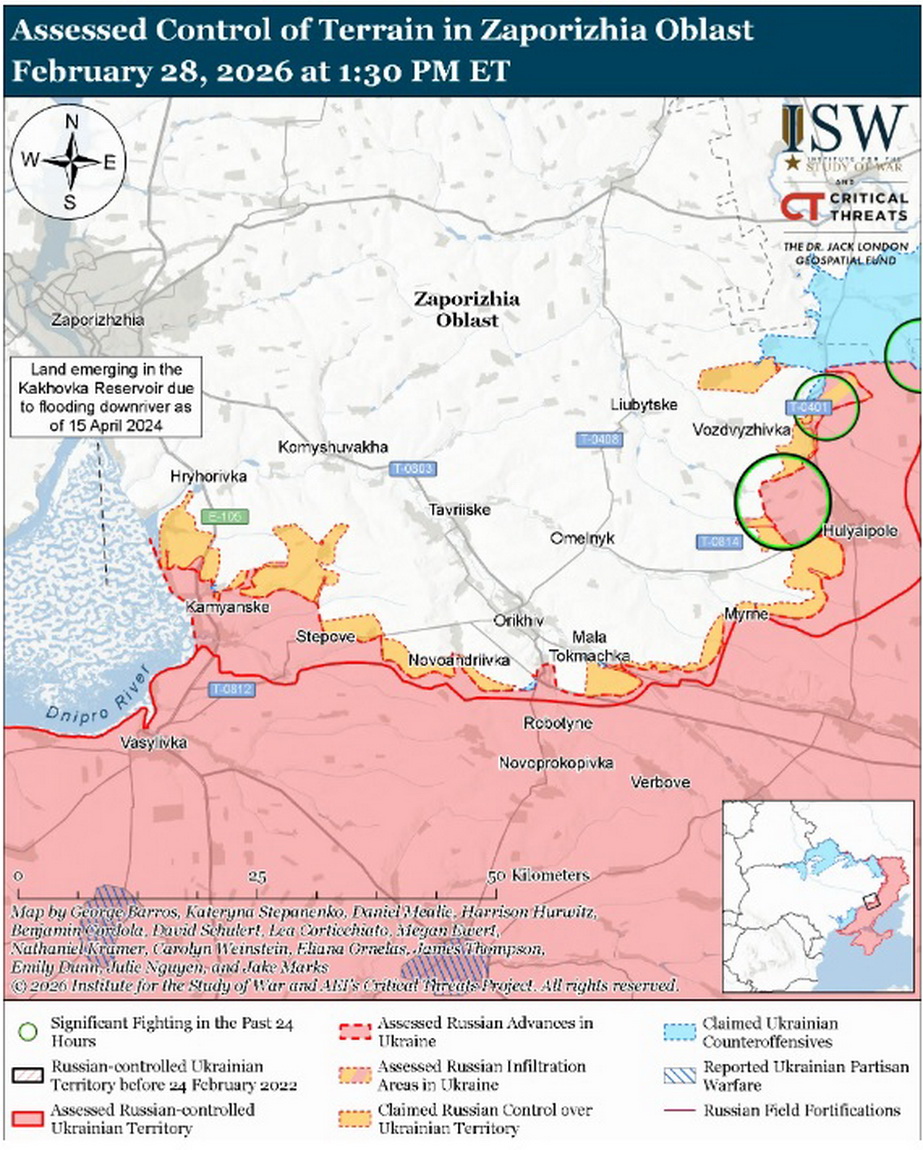 Ситуація на Гуляйпільському напрямку. Карта: understandingwar.org