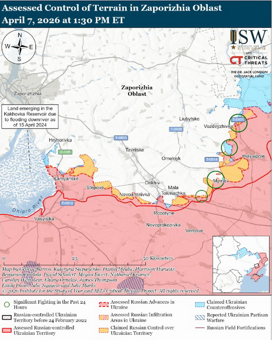 Ситуація в Запорізькій області. Карта: understandingwar.org