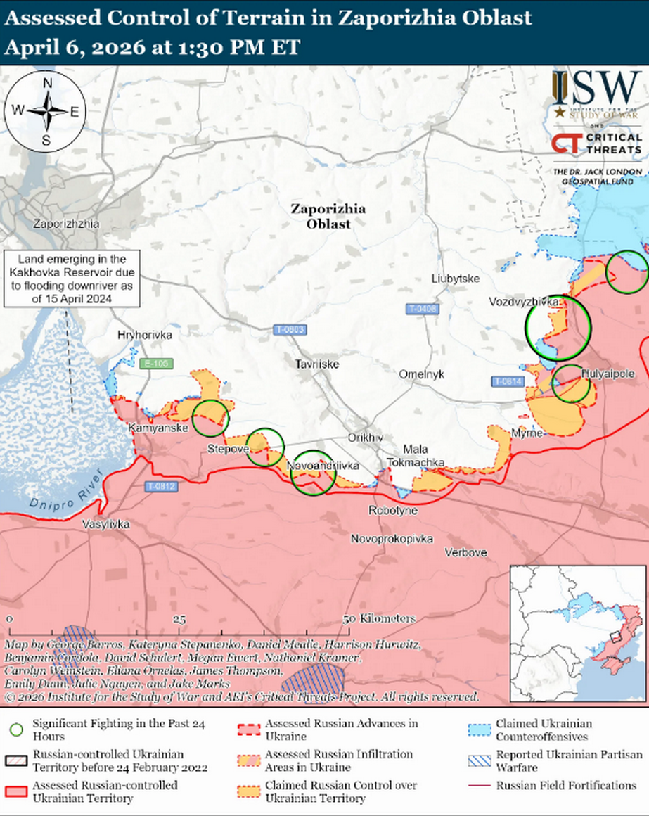 Ситуація в Запорізькій області. Карта: understandingwar.org