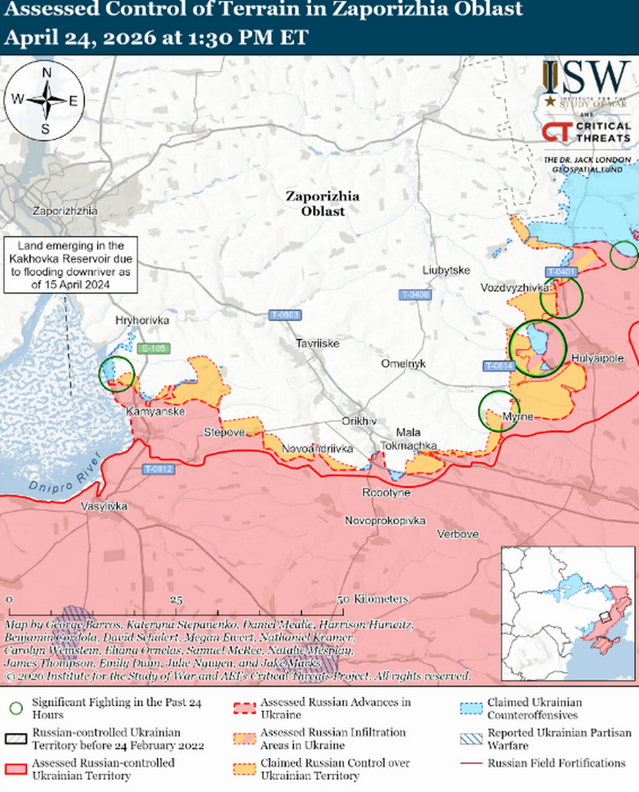 Ситуація в Запорізькій області. Карта: understandingwar.org 