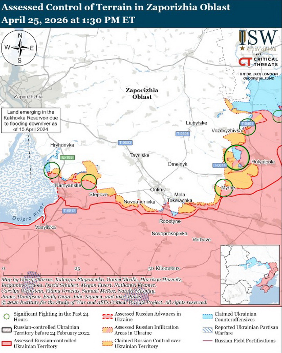 Ситуация в Запорожском фронте. Карта: understandingwar.org
