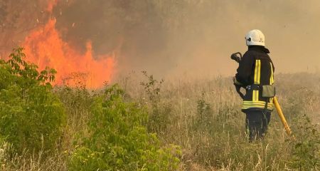 В Запорожской области из-за обстрелов загорелось поле ячменя