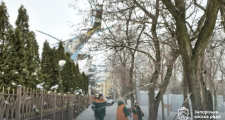 Дерева обрізають у парку в Шевченківському районі Запоріжжя &ndash; кадри