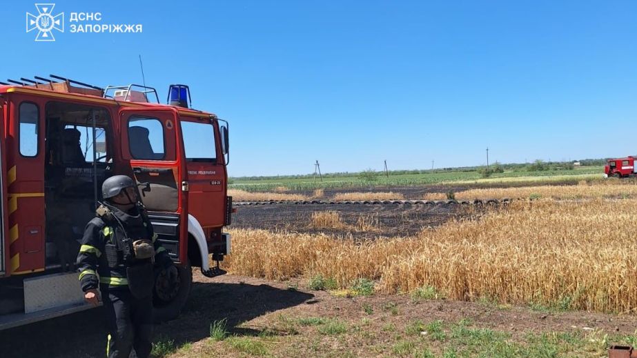 Дома и поле с пшеницей горели после вражеских атак на Запорожье