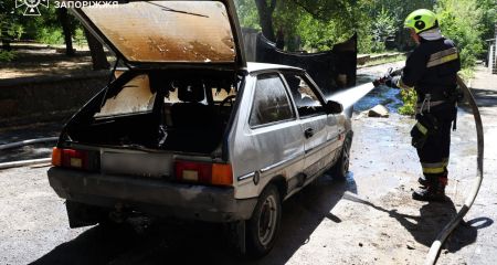 У Запоріжжі на вулиці спалахнуло легкове авто