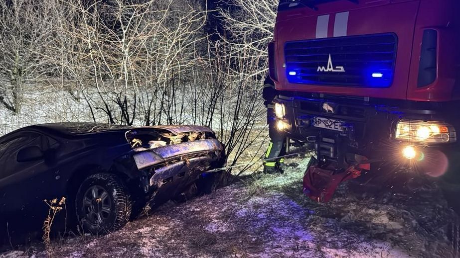 Знесло з дороги через негоду: запорізькі рятувальники відбуксирували чотири авто