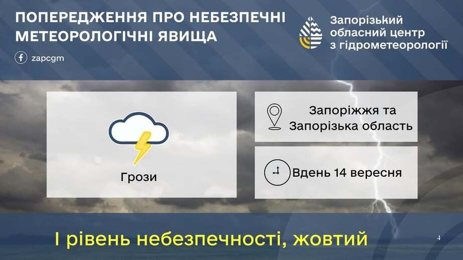 О грозах и пожарной опасности предупредили запорожцев синоптики