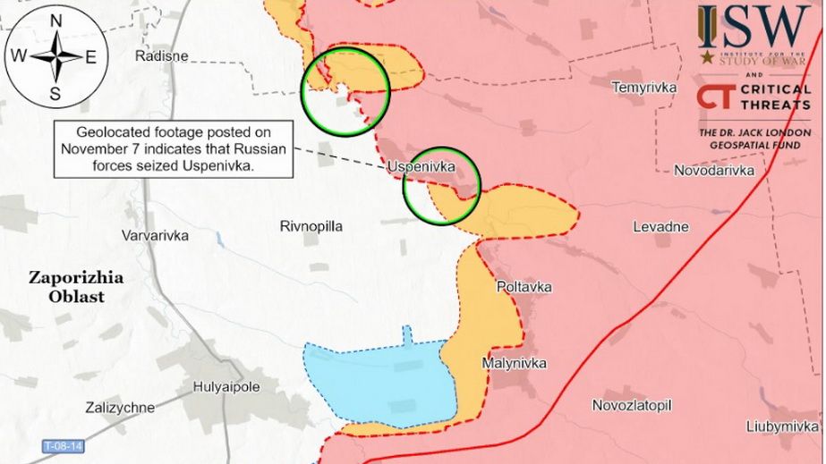 Продвижение войск РФ на востоке Запорожской области подтверждает ISW
