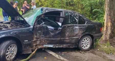 В Запорожье BMW влетел в дерево – двое пострадавших