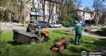 На 50 гектарах зеленых зон Запорожья выкосили траву коммунальщики