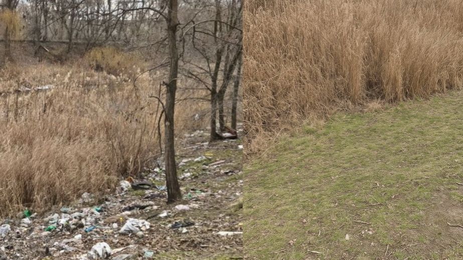 Мусор убрали возле Мокрой Московки в Запорожье – было и стало