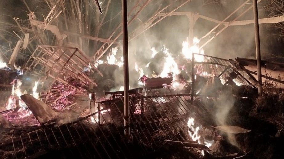 Масштабный пожар бушевал после обстрелов в пригороде Запорожья
