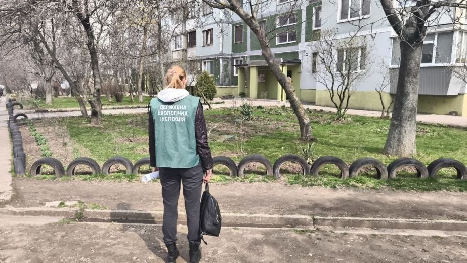 Экологи требуют убрать шинный "декор" возле дома в Запорожье