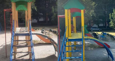У Запоріжжі відремонтували аварійний дитмайданчик